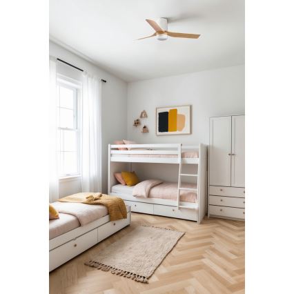 FARO 33833-1TW - LED Prigušivi plafonski ventilator MINI PUNT TUB S LED/10W/230V 2700/4000/6000K pr. 90 cm braon/bela + Daljinski upravljač