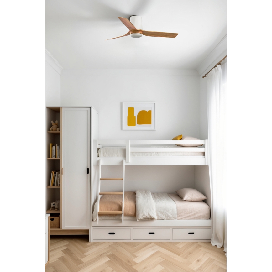 FARO 33833WT - Plafonski ventilator MINI PUNT TUB S braon/bela pr. 90 cm Wi-Fi Tuya + Daljinski upravljač