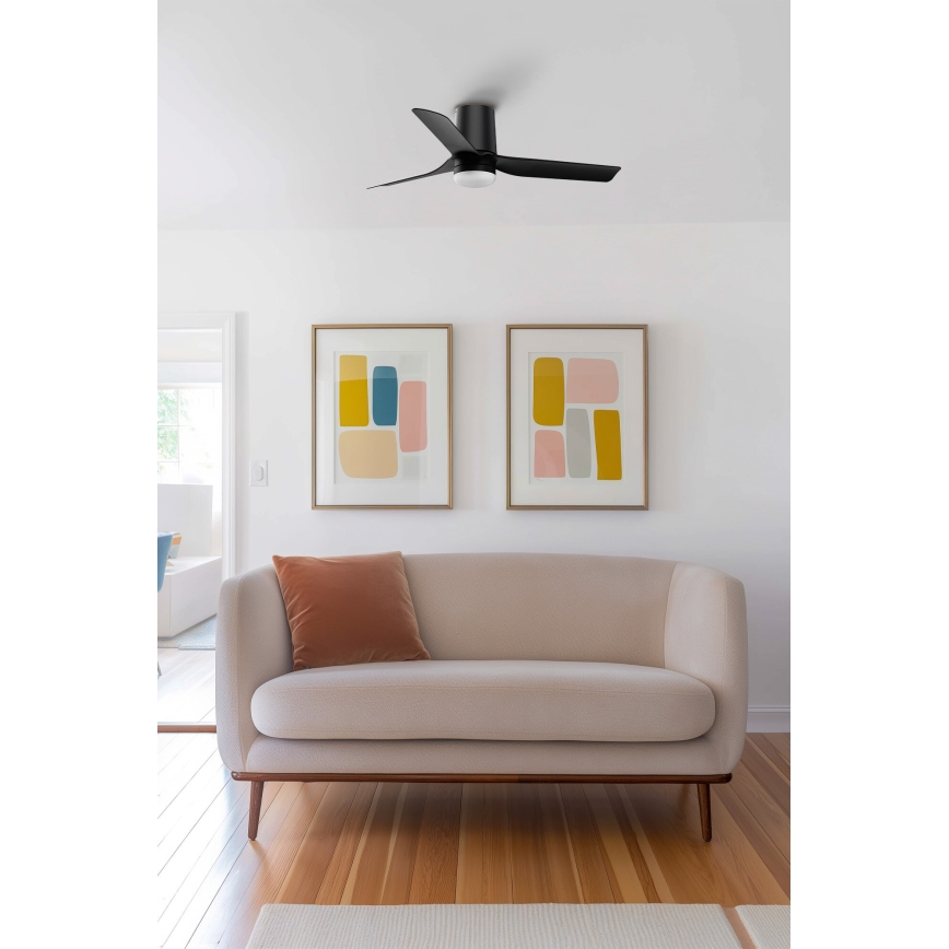 FARO 33834WT-1TW - LED Prigušivi plafonski ventilator MINI PUNT TUB S LED/10W/230V 2700/4000/6000K crno pr. 90 cm Wi-Fi Tuya + Daljinski upravljač