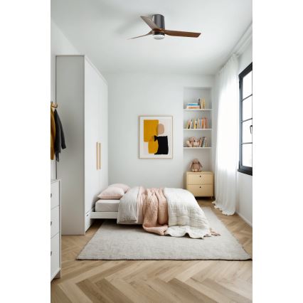 FARO 33835-1TW - LED Prigušivi plafonski ventilator MINI PUNT TUB S LED/10W/230V 2700/4000/6000K pr. 90 cm braon/crno + Daljinski upravljač
