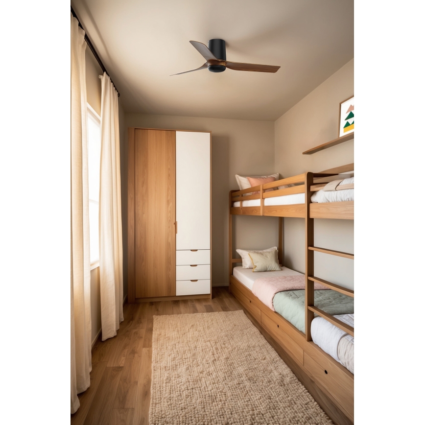 FARO 33835WT - Plafonski ventilator MINI PUNT TUB S braon/crno pr. 90 cm Wi-Fi Tuya + Daljinski upravljač