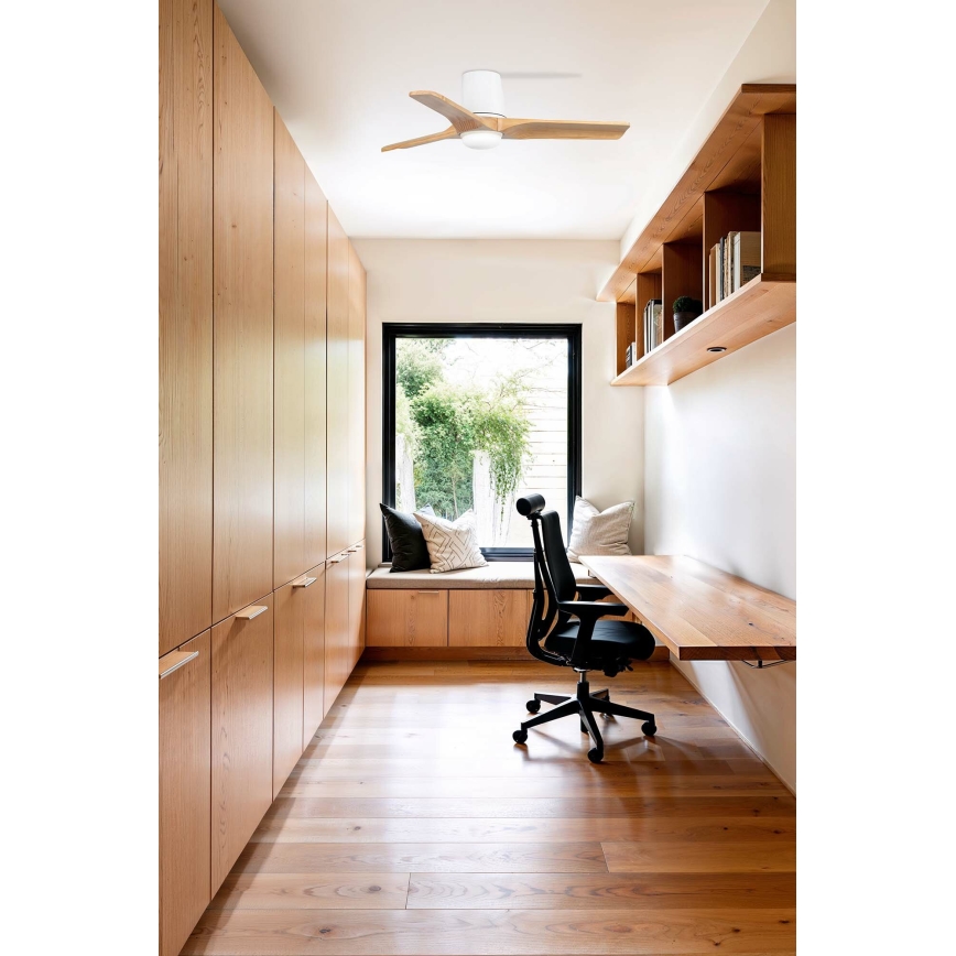 FARO 33836-1TW - LED Prigušivi plafonski ventilator HEYWOOD TUB S LED/10W/230V 2700/4000/6000K bor/bela pr. 90 cm + Daljinski upravljač