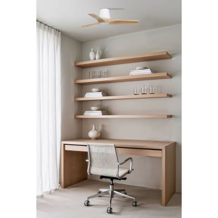 FARO 33836 - Plafonski ventilator HEYWOOD TUB S bor/bela pr. 90 cm + Daljinski upravljač