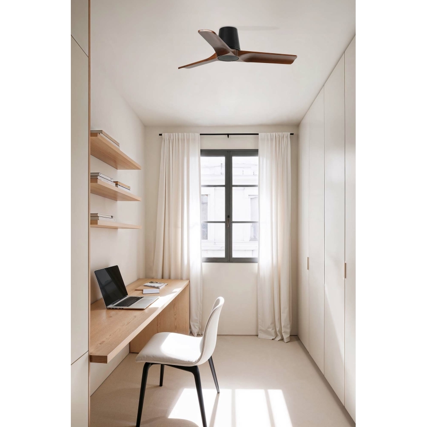 FARO 33837 - Plafonski ventilator HEYWOOD TUB S bor/crno pr. 90 cm + Daljinski upravljač