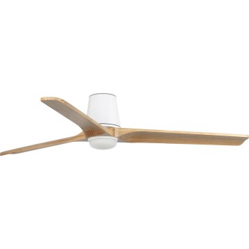 FARO 33838WT-1TW - LED prigušiva stropni ventilator HEYWOOD TUB L LED/10W/230V 2700/4000/6000K borovina/bela prečnik 132 cm Wi-Fi Tuya + daljinski upravljač