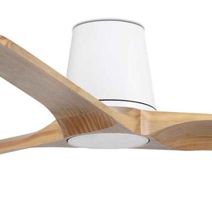 FARO 33838WT - Plafonski ventilator HEYWOOD TUB L bor/bela pr. 132 cm Wi-Fi Tuya + Daljinski upravljač