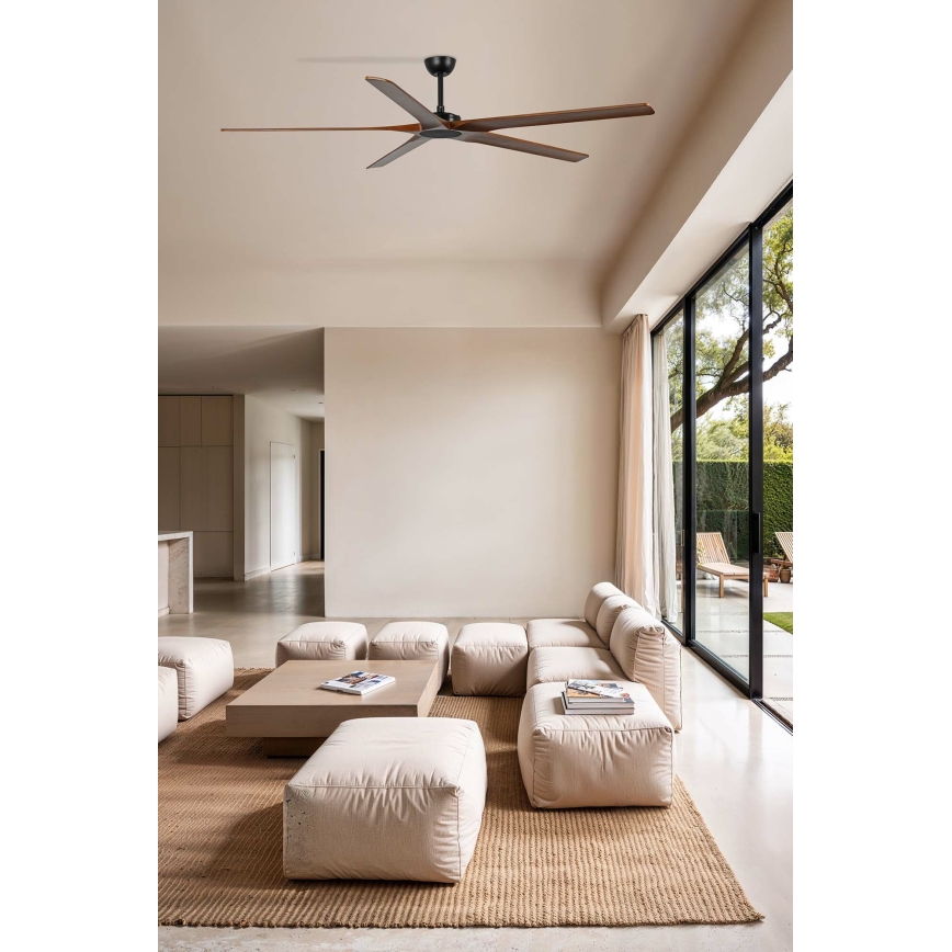 FARO 34190WT - Plafonski ventilator BIGWOOD XL bor/crno pr. 200 cm Wi-Fi Tuya + Daljinski upravljač