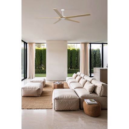 FARO 34191WT - Plafonski ventilator BIGWOOD XL bor/bela pr. 200 cm Wi-Fi Tuya + Daljinski upravljač