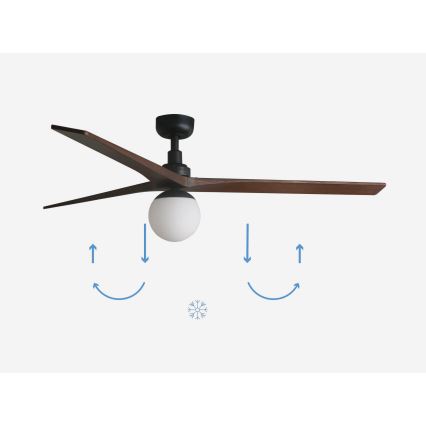 FARO 34276-11L - Plafonski ventilator KLIM L 1xE27/15W/230V drvo/crno pr. 150 cm + Daljinski upravljač