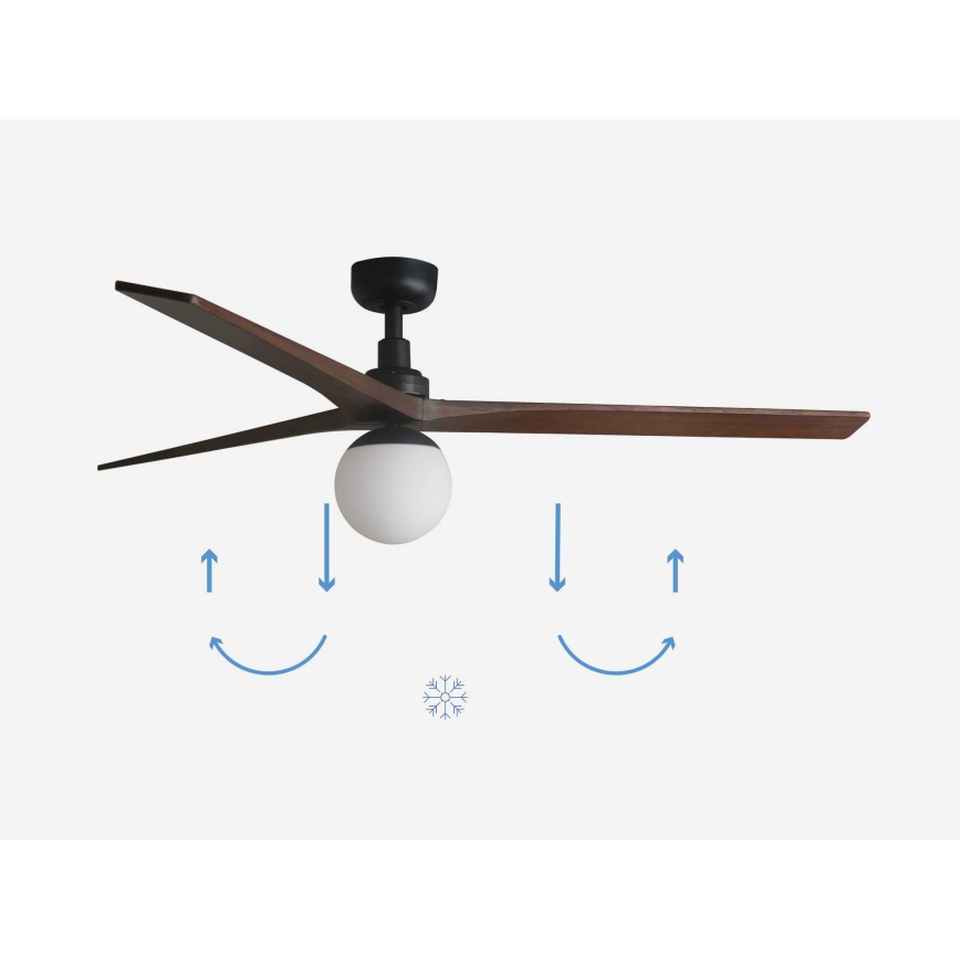 FARO 34276-11L - Plafonski ventilator KLIM L 1xE27/15W/230V drvo/crno pr. 150 cm + Daljinski upravljač