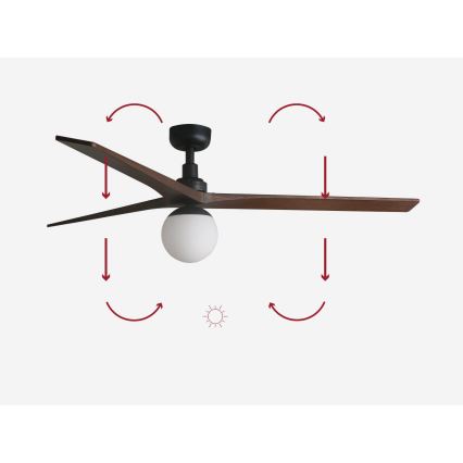 FARO 34276-11L - Plafonski ventilator KLIM L 1xE27/15W/230V drvo/crno pr. 150 cm + Daljinski upravljač