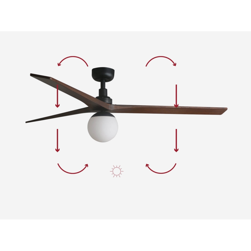FARO 34276-11L - Plafonski ventilator KLIM L 1xE27/15W/230V drvo/crno pr. 150 cm + Daljinski upravljač