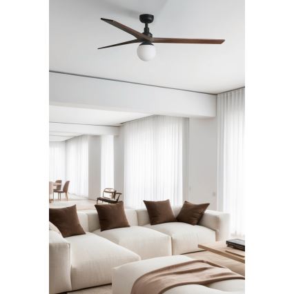 FARO 34276WT-11L - Plafonski ventilator KLIM L 1xE27/15W/230V drvo/crno pr. 150 cm Wi-Fi Tuya + Daljinski upravljač