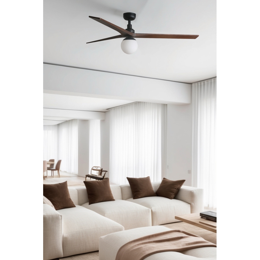 FARO 34276WT-11L - Plafonski ventilator KLIM L 1xE27/15W/230V drvo/crno pr. 150 cm Wi-Fi Tuya + Daljinski upravljač