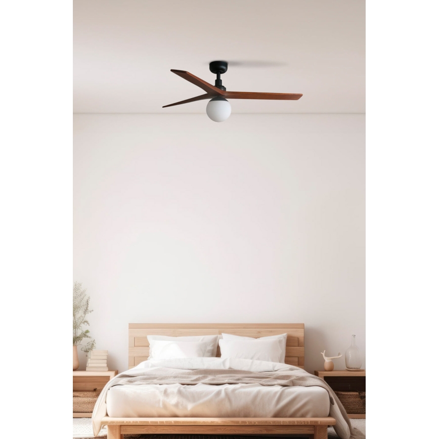 FARO 34277-11L - Plafonski ventilator KLIM M 1xE27/15W/230V drvo/crno pr. 125 cm + Daljinski upravljač