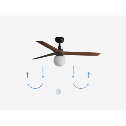 FARO 34277-11L - Plafonski ventilator KLIM M 1xE27/15W/230V drvo/crno pr. 125 cm + Daljinski upravljač