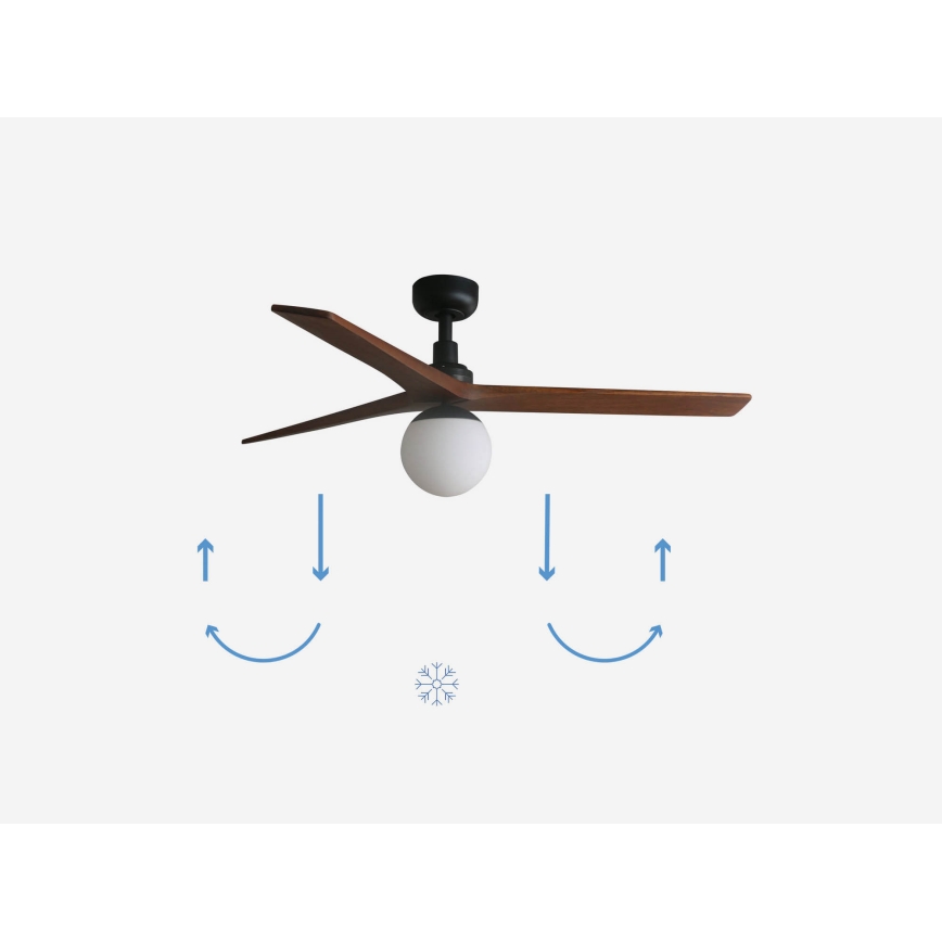 FARO 34277-11L - Plafonski ventilator KLIM M 1xE27/15W/230V drvo/crno pr. 125 cm + Daljinski upravljač