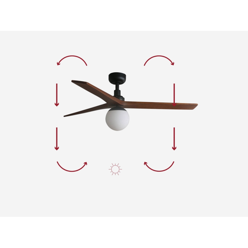 FARO 34277-11L - Plafonski ventilator KLIM M 1xE27/15W/230V drvo/crno pr. 125 cm + Daljinski upravljač