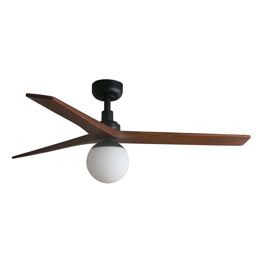 FARO 34277WT-11L - Plafonski ventilator KLIM M 1xE27/15W/230V drvo/crno pr. 125 cm Wi-Fi Tuya + Daljinski upravljač