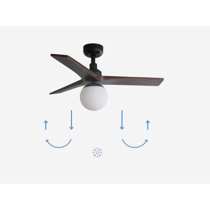 FARO 34278-11L - Plafonski ventilator KLIM S 1xE27/15W/230V drvo/crno pr. 92,5 cm + Daljinski upravljač