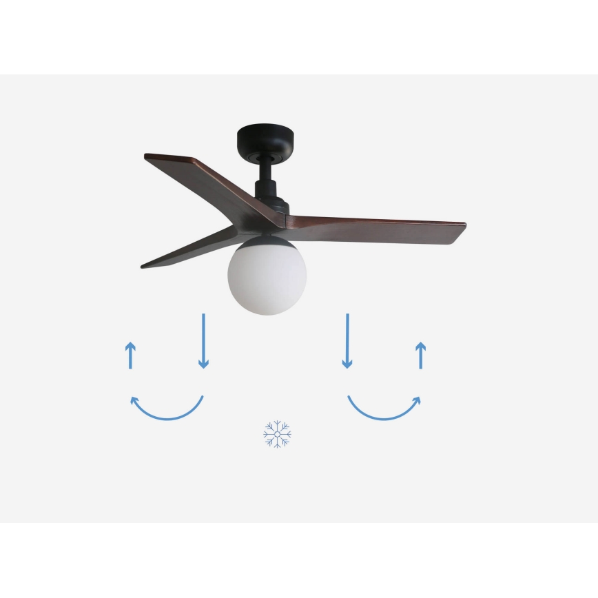 FARO 34278-11L - Plafonski ventilator KLIM S 1xE27/15W/230V drvo/crno pr. 92,5 cm + Daljinski upravljač