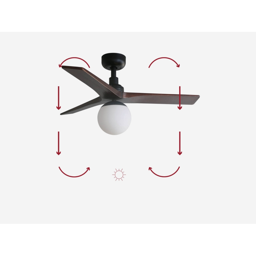 FARO 34278-11L - Plafonski ventilator KLIM S 1xE27/15W/230V drvo/crno pr. 92,5 cm + Daljinski upravljač
