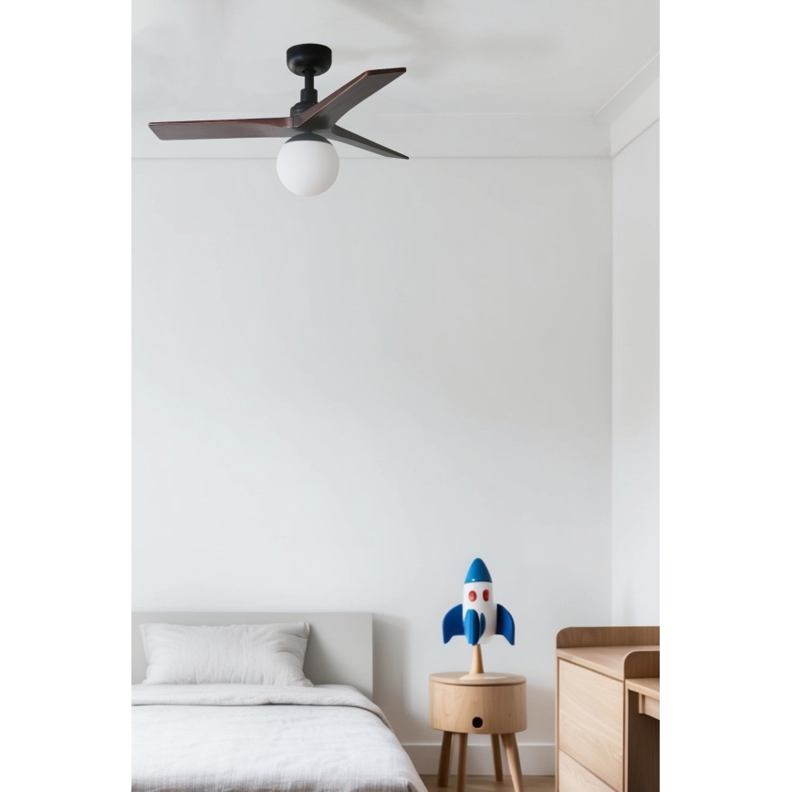 FARO 34278WT-11L - Plafonski ventilator KLIM S 1xE27/15W/230V drvo/crno pr. 92,5 cm Wi-Fi Tuya + Daljinski upravljač