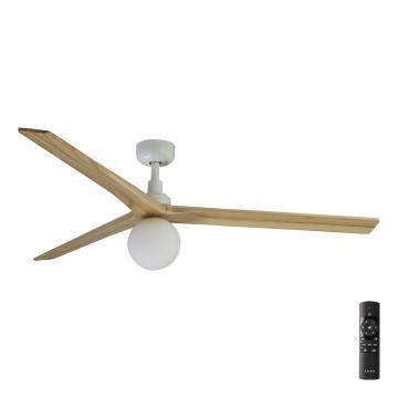 FARO 34279-11L - Plafonski ventilator KLIM L 1xE27/15W/230V hrast/bela prečnika 150 cm + daljinsko upravljanje