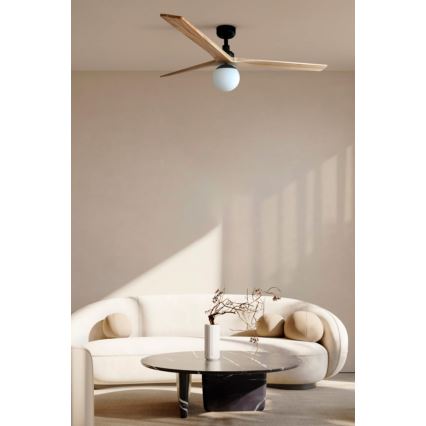 FARO 34279WT-11L - Plafonski ventilator KLIM L 1xE27/15W/230V drvo/bela pr. 150 cm Wi-Fi Tuya + Daljinski upravljač