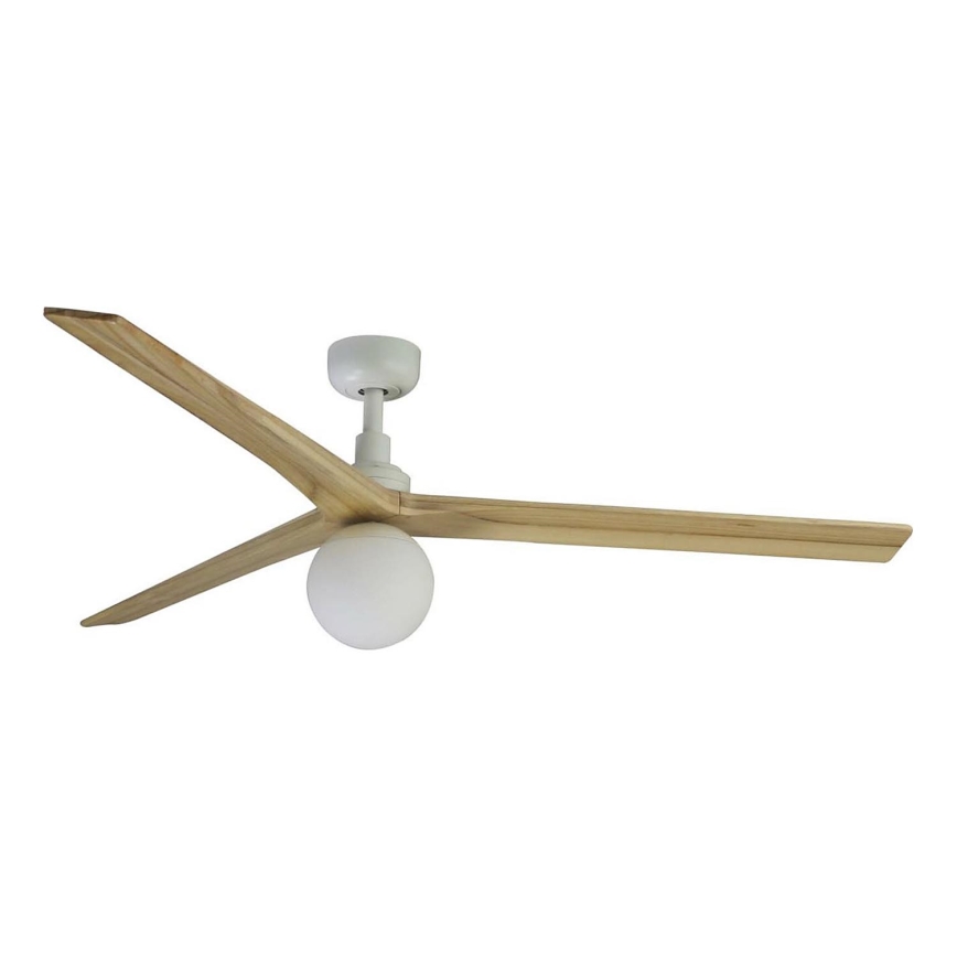 FARO 34279WT-11L - Plafonski ventilator KLIM L 1xE27/15W/230V drvo/bela pr. 150 cm Wi-Fi Tuya + Daljinski upravljač