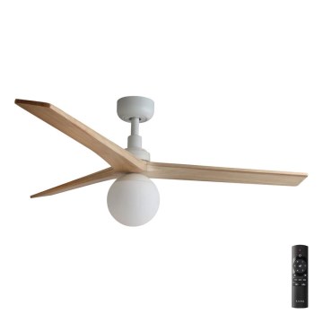 FARO 34280-11L - Plafonski ventilator KLIM M 1xE27/15W/230V drvo/bela pr. 125 cm + Daljinski upravljač