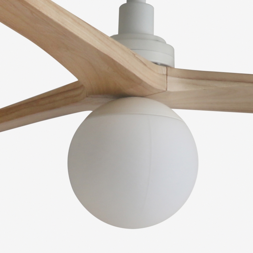 FARO 34280WT-11L - Plafonski ventilator KLIM M 1xE27/15W/230V drvo/bela pr. 125 cm Wi-Fi Tuya + Daljinski upravljač