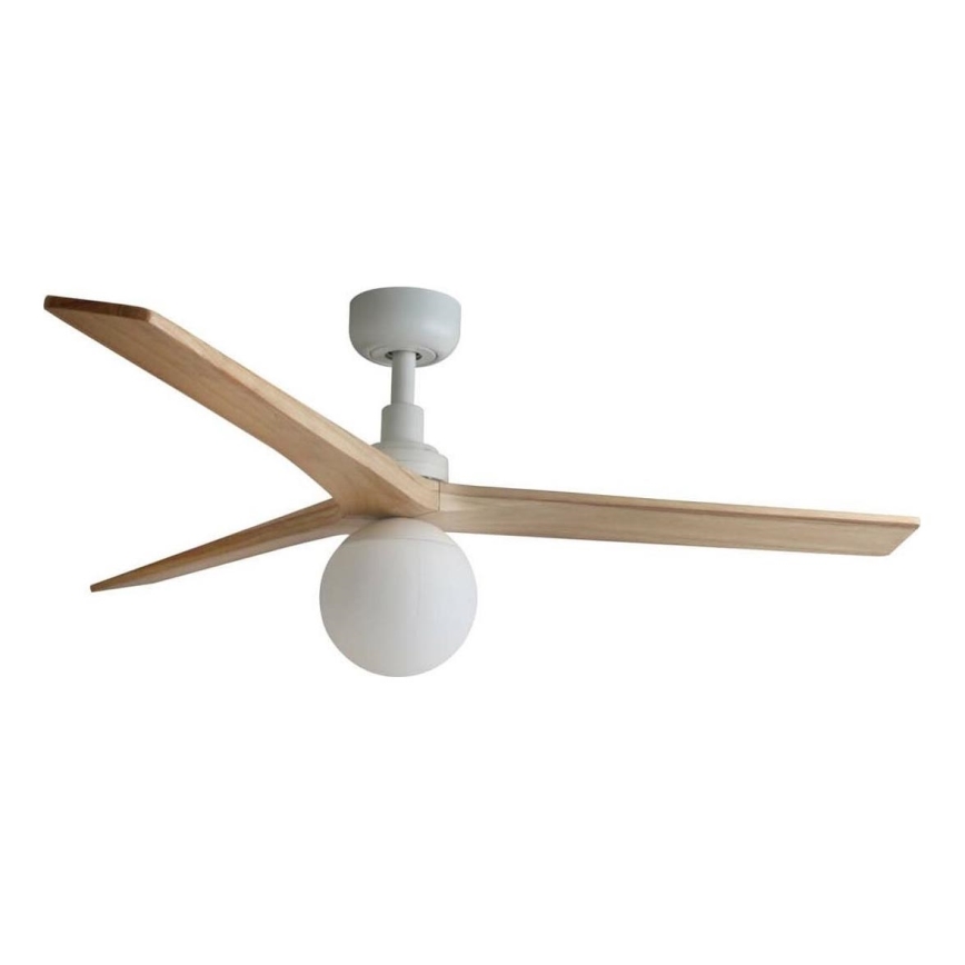 FARO 34280WT-11L - Plafonski ventilator KLIM M 1xE27/15W/230V drvo/bela pr. 125 cm Wi-Fi Tuya + Daljinski upravljač
