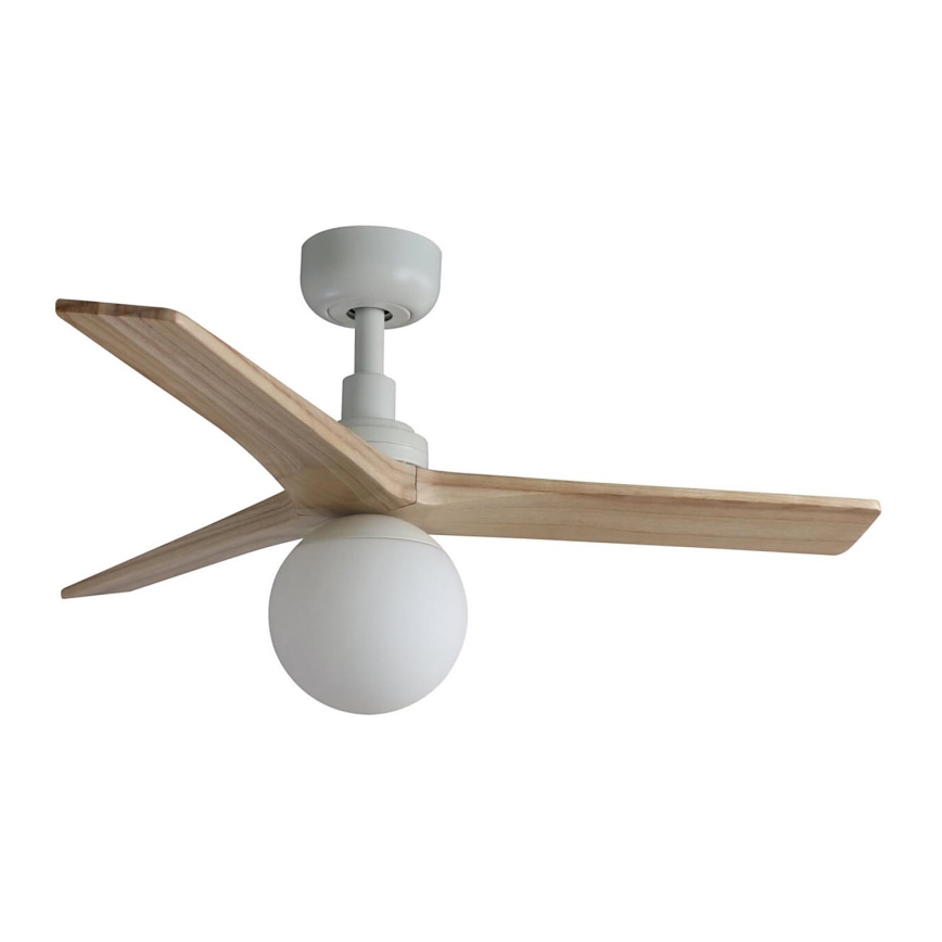 FARO 34281-11L - Plafonski ventilator KLIM S 1xE27/15W/230V drvo/bela pr. 92,5 cm + Daljinski upravljač