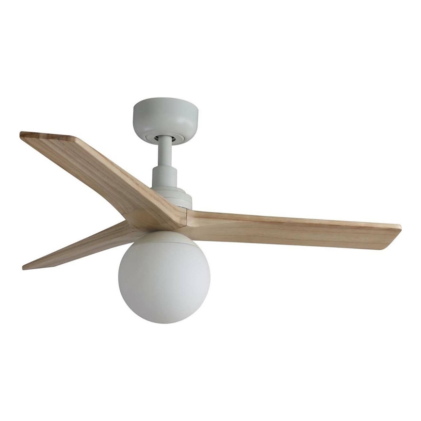 FARO 34281WT-11L - Plafonski ventilator KLIM S 1xE27/15W/230V drvo/bela pr. 92,5 cm Wi-Fi Tuya + Daljinski upravljač