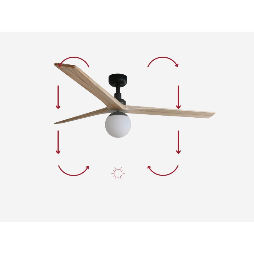 FARO 34282-11L - Plafonski ventilator KLIM L 1xE27/15W/230V drvo/crno pr. 150 cm + Daljinski upravljač