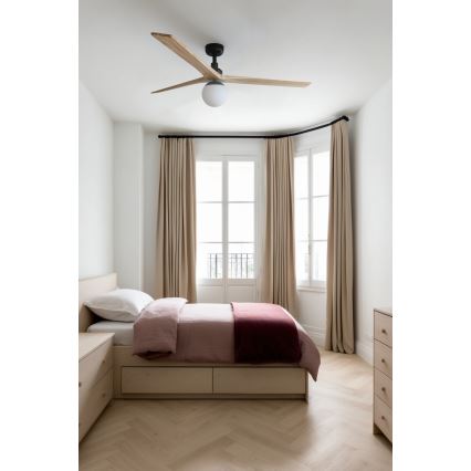 FARO 34282WT-11L - Plafonski ventilator KLIM L 1xE27/15W/230V drvo/crno pr. 150 cm Wi-Fi Tuya + Daljinski upravljač