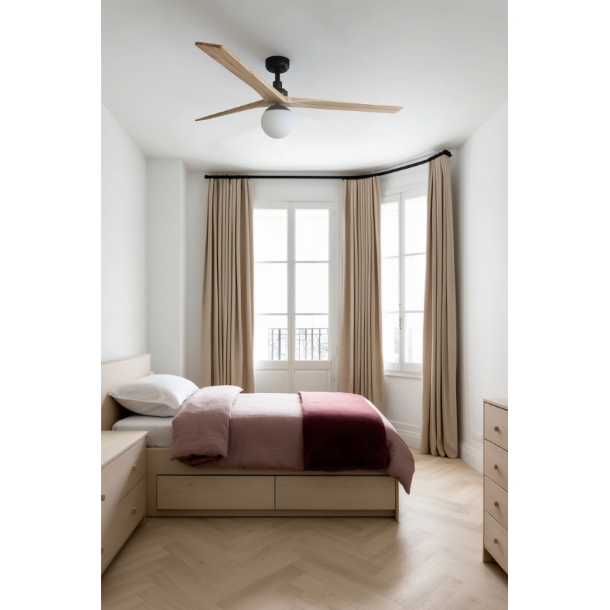 FARO 34282WT-11L - Plafonski ventilator KLIM L 1xE27/15W/230V drvo/crno pr. 150 cm Wi-Fi Tuya + Daljinski upravljač