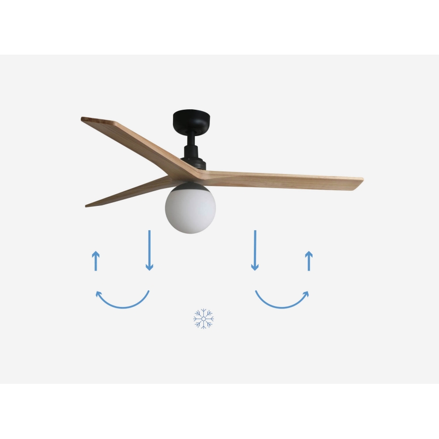 FARO 34283-11L - Plafonski ventilator KLIM M 1xE27/15W/230V drvo/crno pr. 125 cm + Daljinski upravljač