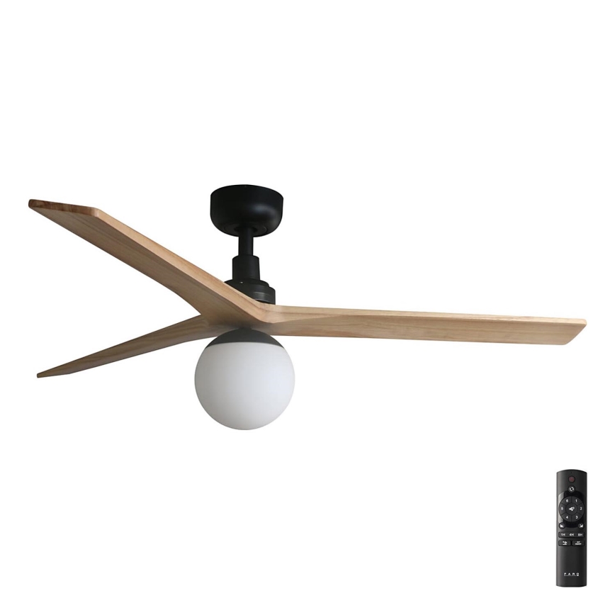 FARO 34283-11L - Plafonski ventilator KLIM M 1xE27/15W/230V drvo/crno pr. 125 cm + Daljinski upravljač