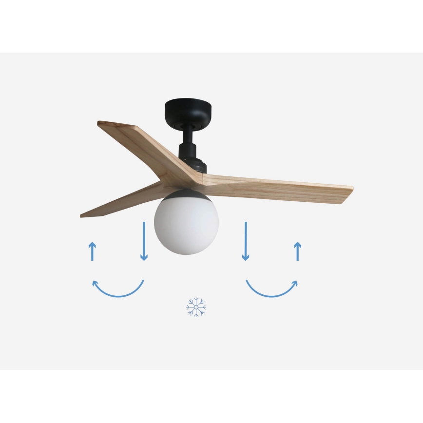 FARO 34284-11L - Plafonski ventilator KLIM S 1xE27/15W/230V drvo/crno pr. 92,5 cm + Daljinski upravljač