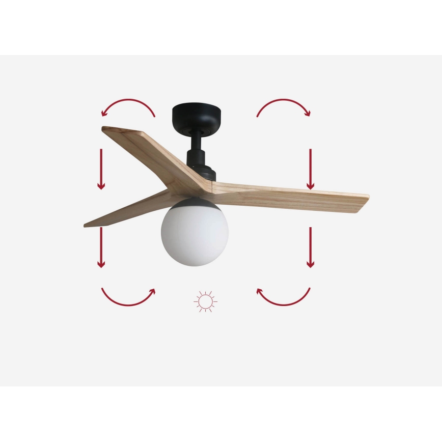 FARO 34284-11L - Plafonski ventilator KLIM S 1xE27/15W/230V drvo/crno pr. 92,5 cm + Daljinski upravljač