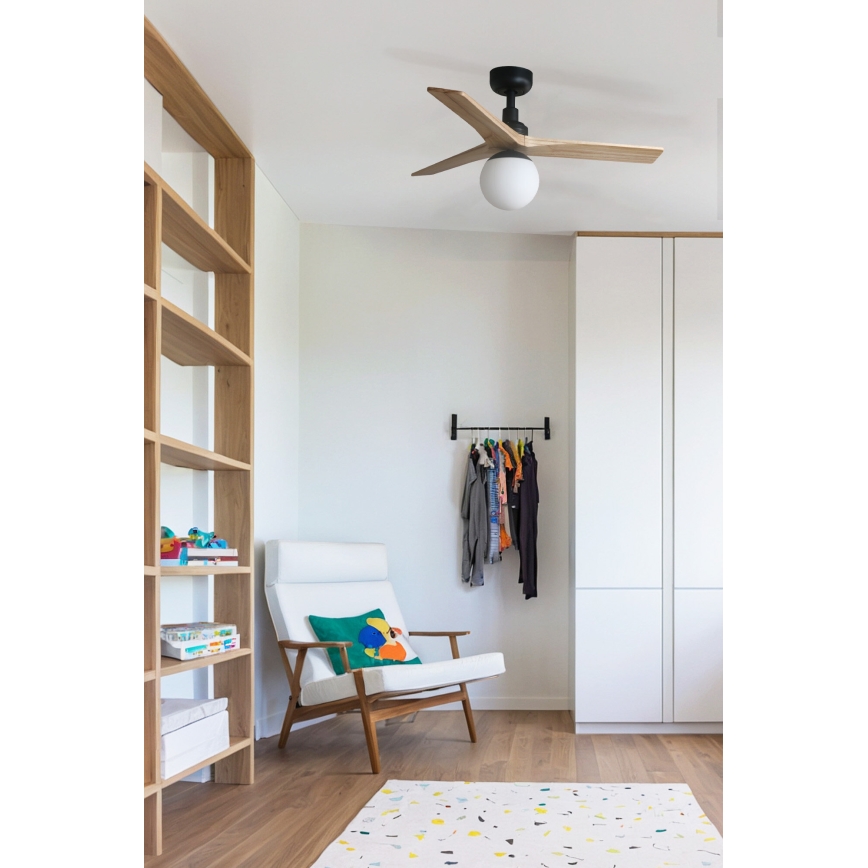 FARO 34284WT-11L - Plafonski ventilator KLIM S 1xE27/15W/230V bor/crno pr. 92,5 cm Wi-Fi Tuya + Daljinski upravljač