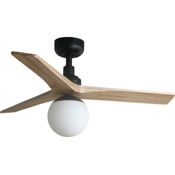 FARO 34284WT-11L - Plafonski ventilator KLIM S 1xE27/15W/230V, borovina/crna, prečnik 92,5 cm, Wi-Fi Tuya + daljinski upravljač