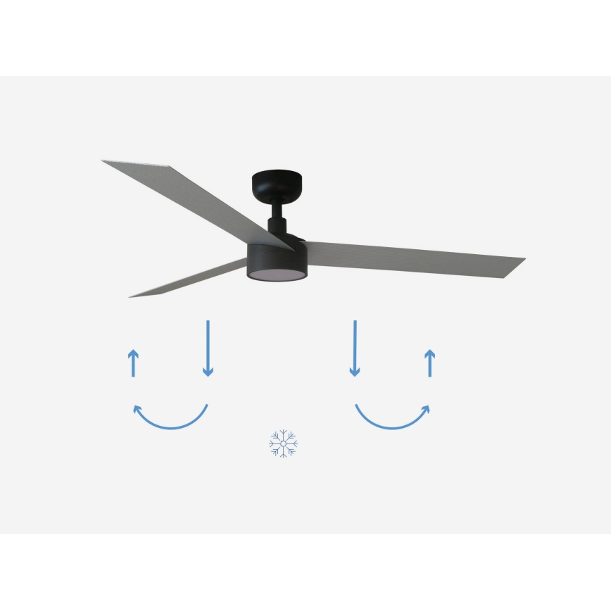 FARO 34286-1TW - LED Prigušivi plafonski ventilator CRUISER L LED/18W/230V 2700/4000/6500K pr. 132 cm crno/sivo + Daljinski upravljač