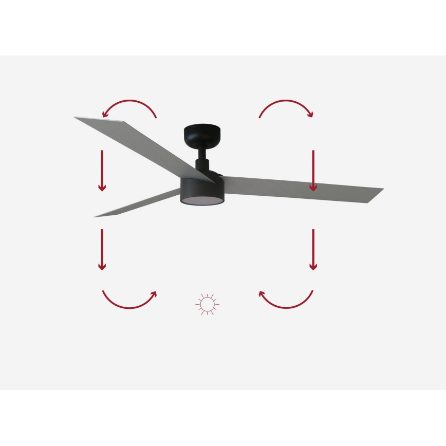 FARO 34286-1TW - LED Prigušivi plafonski ventilator CRUISER L LED/18W/230V 2700/4000/6500K pr. 132 cm crno/sivo + Daljinski upravljač