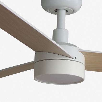 FARO 34295WT-1TW - LED Prigušivi plafonski ventilator RUDDER S LED/18W/230V 2700/4350/6000K bela/bež pr. 106 cm Wi-Fi Tuya + Daljinski upravljač