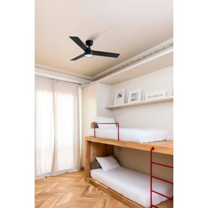 FARO 34296-1TW - LED Prigušivi plafonski ventilator RUDDER S LED/18W/230V 2700/4000/6500K pr. 106 cm crno + Daljinski upravljač