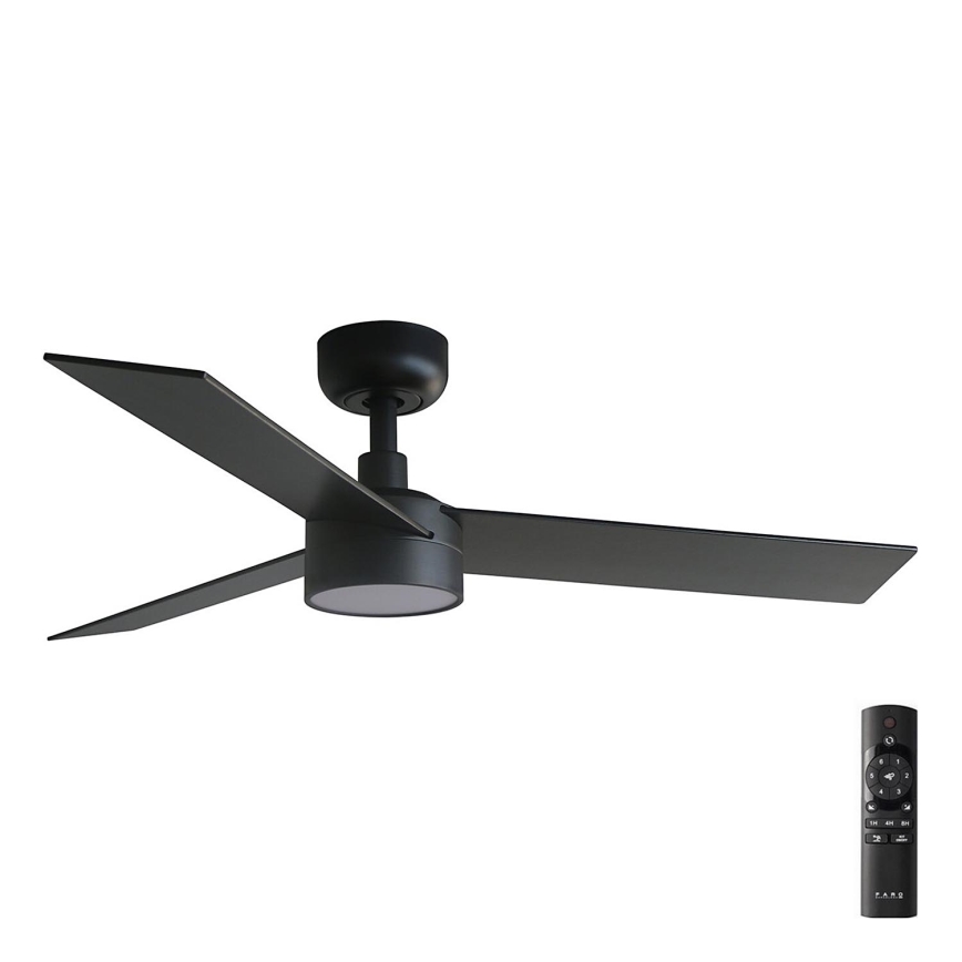 FARO 34296-1TW - LED Prigušivi plafonski ventilator RUDDER S LED/18W/230V 2700/4000/6500K pr. 106 cm crno + Daljinski upravljač