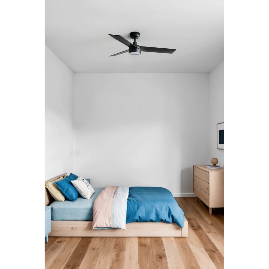 FARO 34296WT-1TW - LED Prigušivi plafonski ventilator RUDDER S LED/18W/230V 2700/4350/6000K crno/braon pr. 106 cm Wi-Fi Tuya + Daljinski upravljač
